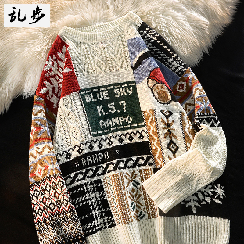 乱步潮牌毛衣小熊针织衫情侣装