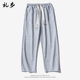 高街潮流百搭长裤 华夫格卫裤 夏季 休闲运动宽松直筒垂感阔腿裤 男士