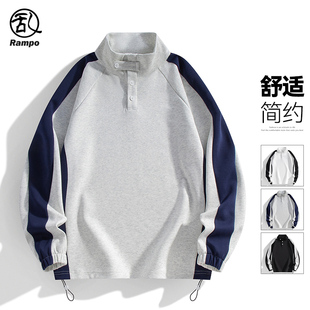 复古拼接立领休闲卫衣情侣日系宽松套头外套学生 美式 乱步春季 新品