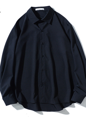 冰丝衬衫上衣男士长袖痞帅气防晒外套抗皱薄款垂感学生衬衣dk制服