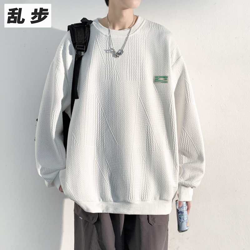 华夫格提花长袖t恤男装百搭卫衣