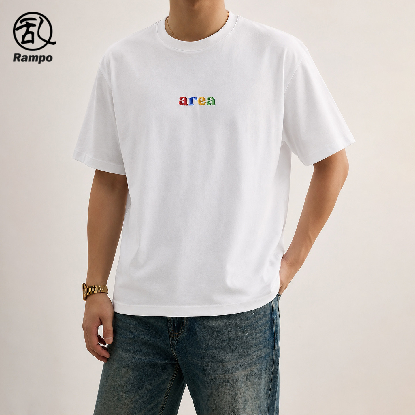 纯棉字母刺绣短袖男款圆领T恤图片