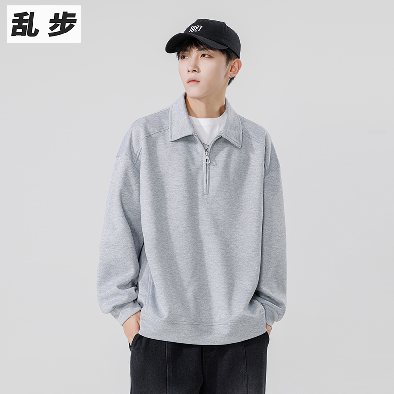 春季男生半拉链长袖卫衣翻领上衣