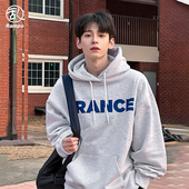 Rampo 乱步460G银狐绒连帽卫衣男潮牌字母印花加绒美式 休闲上衣