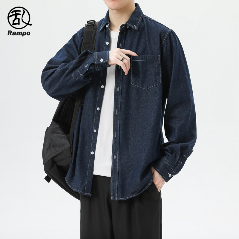 长袖牛仔衬衫男女同款外套