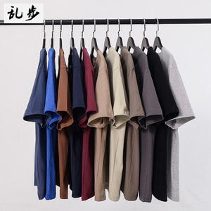 220g重磅t恤大码纯棉短袖男夏季纯色宽松百搭圆领半袖胖子男装t恤