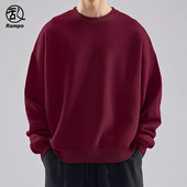 男士 Rampo 乱步2025本命年酒红色卫衣男宽松大码 上衣重磅情侣打底