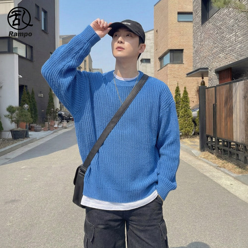 韩版潮流个性针织衫圆领毛衣男士