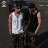 宽松纯色无袖 240g重磅纯棉中长款 背心男女健身运动工字汗衫 t恤潮