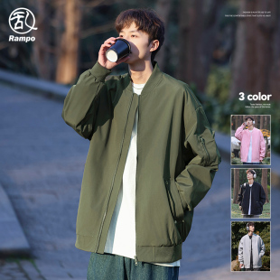 外套 复古高街潮牌痞帅男生帅气开衫 美式 oversize飞行员夹克男春季