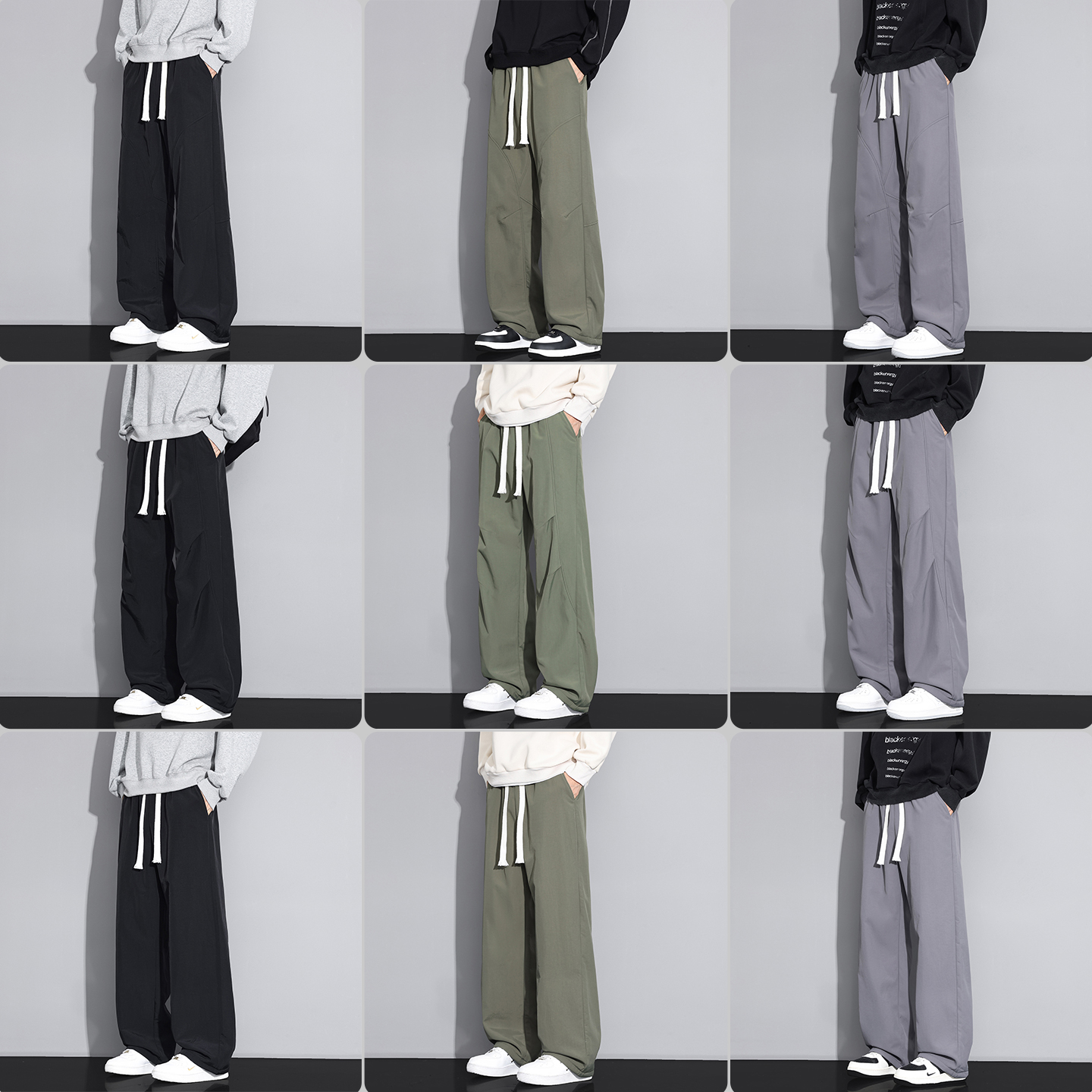 美式潮牌流行加绒加厚直筒休闲裤