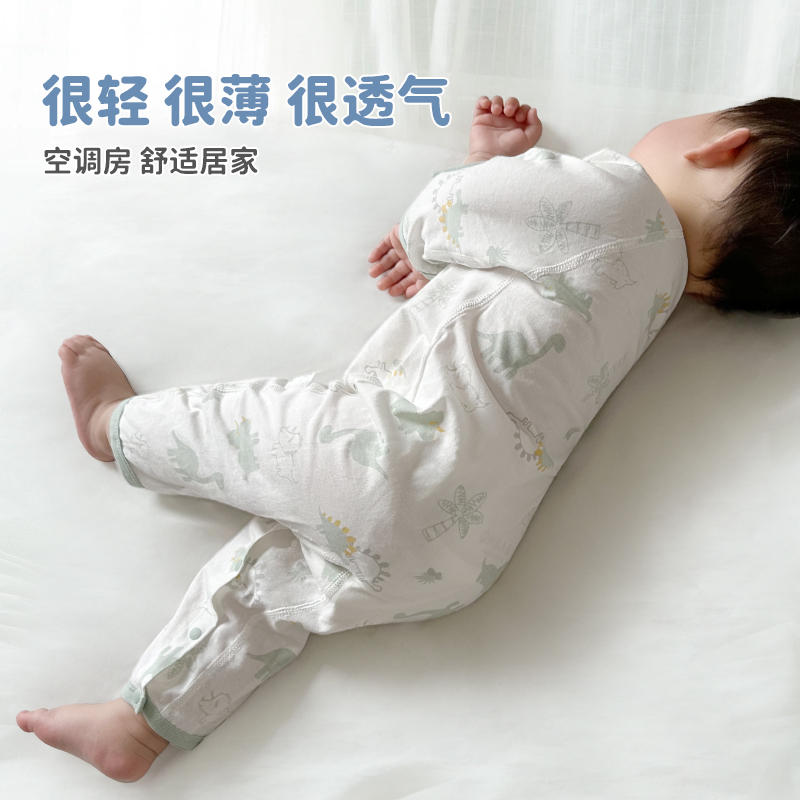 婴儿衣服春秋薄款纯棉婴幼儿连体衣暖气房新生儿宝宝透气长袖睡衣