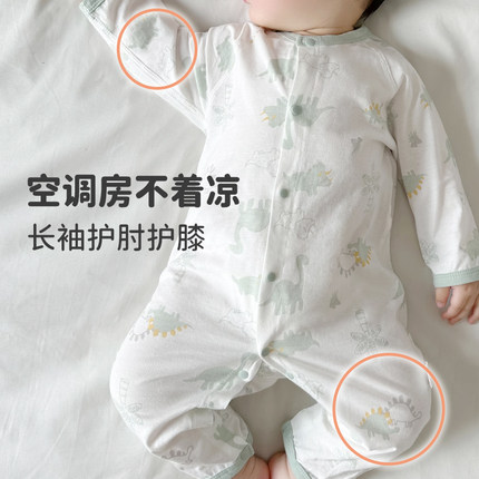 婴儿衣服夏季薄款纯棉空调服长袖睡衣新生儿连体衣婴幼儿哈衣爬服