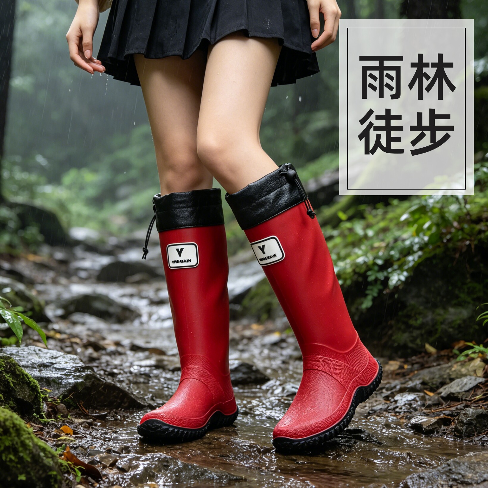 西双版纳雨林徒步雨鞋女时尚图片