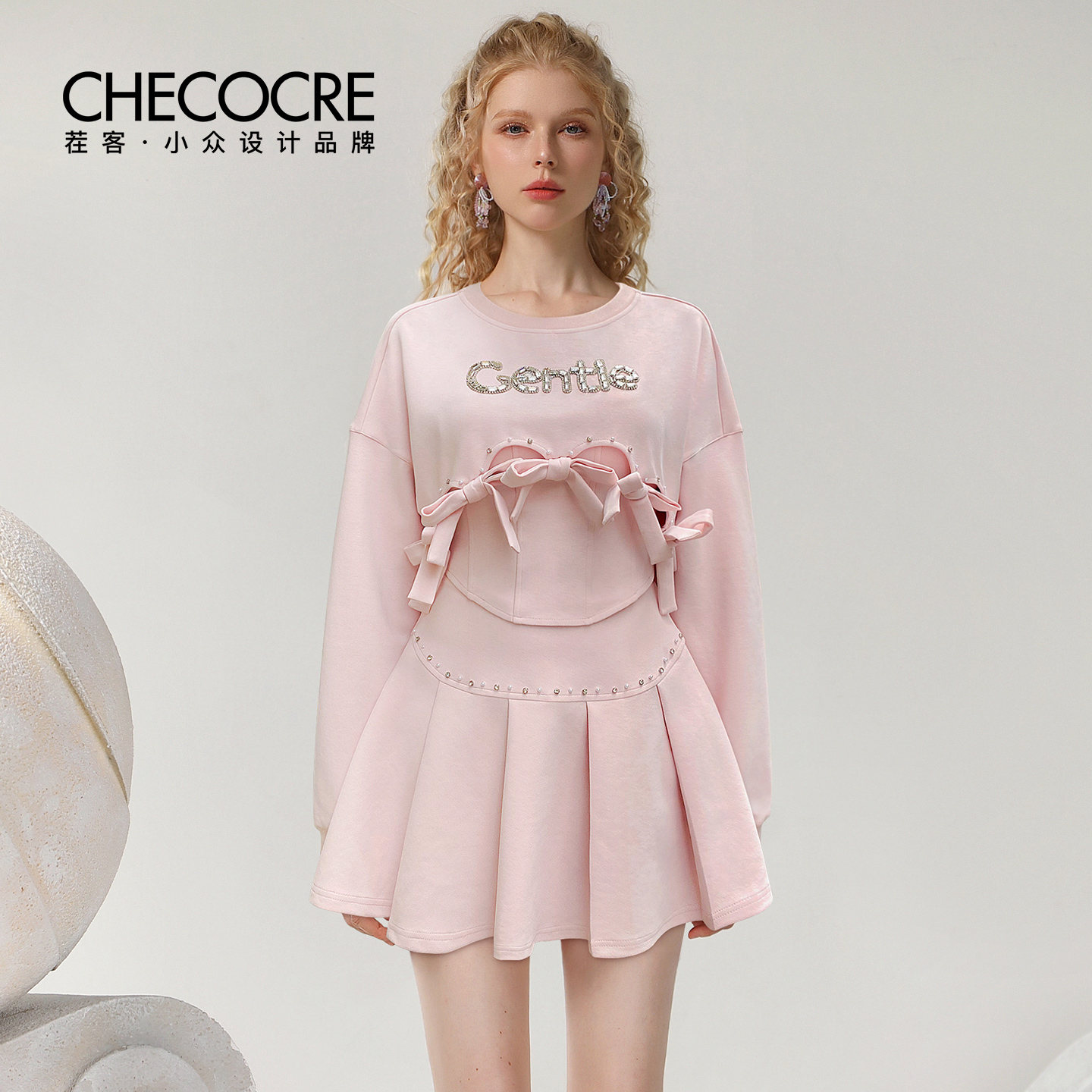 茬客秋季新款减龄针织衫套装裙