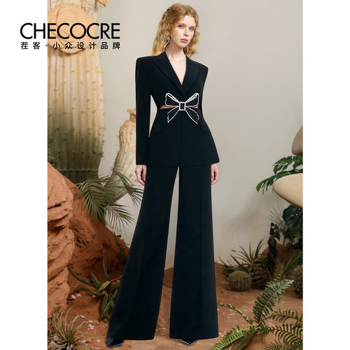 茬客气质御姐风蝴蝶结套装裤