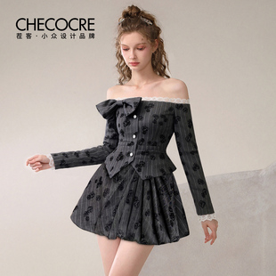 裙25秋新款 甜美气质套装 蕾丝拼接上衣A字半裙 利诗顿恋人 茬客