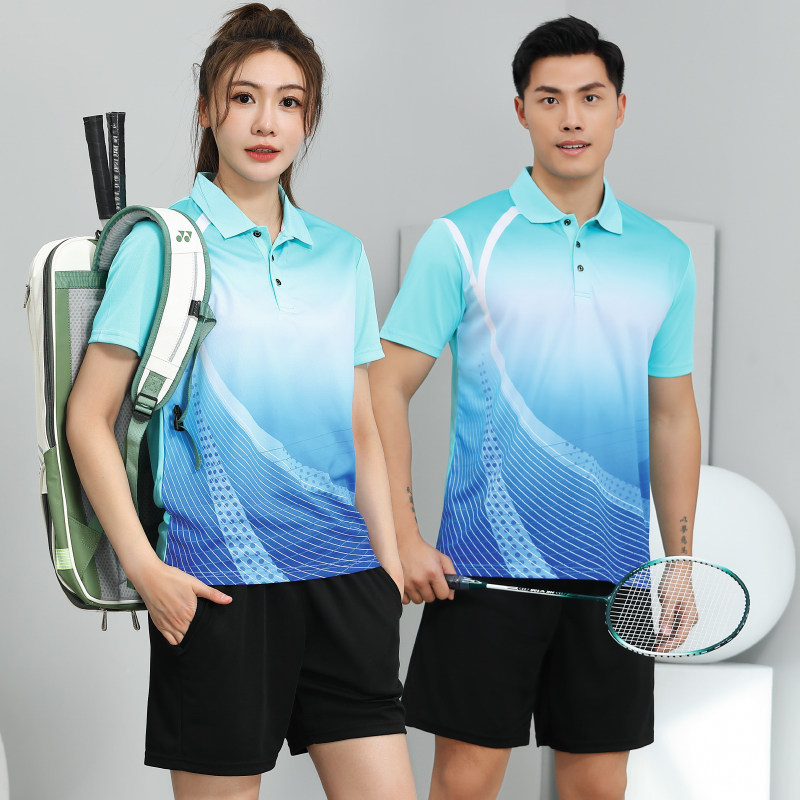 羽毛球训练服套装夏季短袖乒乓球服团队训练比赛队服上衣运动服男