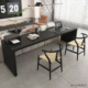 极简黑色客厅双人实木书桌家用超长沙发后靠长条桌学习写字工作台