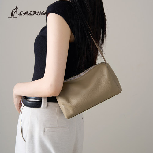 LALPINA真皮笔筒包简约斜挎包