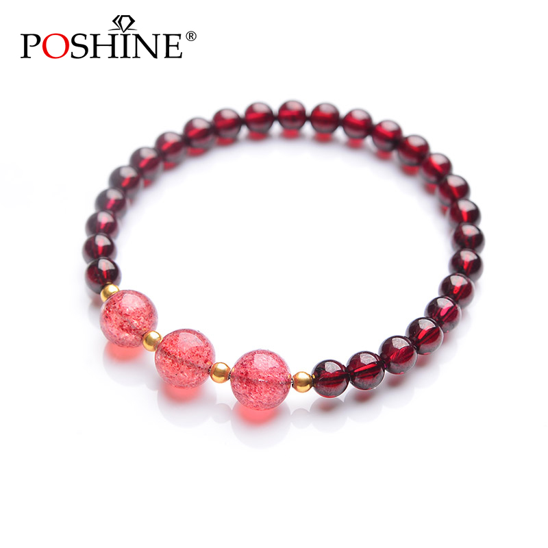 Poshine/ÅôÏÄÔ´´ÌìÈ»¾ÆºìʯÁñʯµ¥È¦ÊÖÁ´Å®´îÅä²ÝÝ®¾§ÊÖ´®Å®ÈËʯ