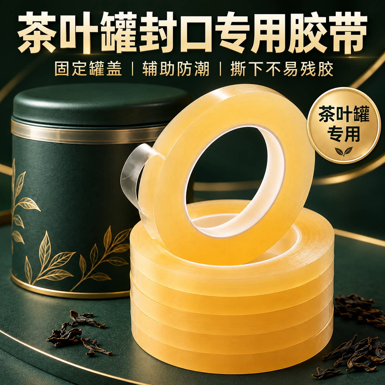 茶叶铁盒封罐胶带防潮气透明隐形