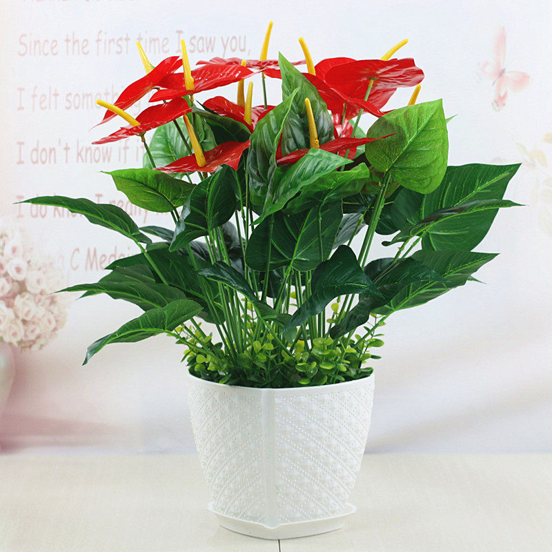 假花仿真花客厅仿真红掌室内仿真植物装饰假盆栽塑料绿植盆景摆件