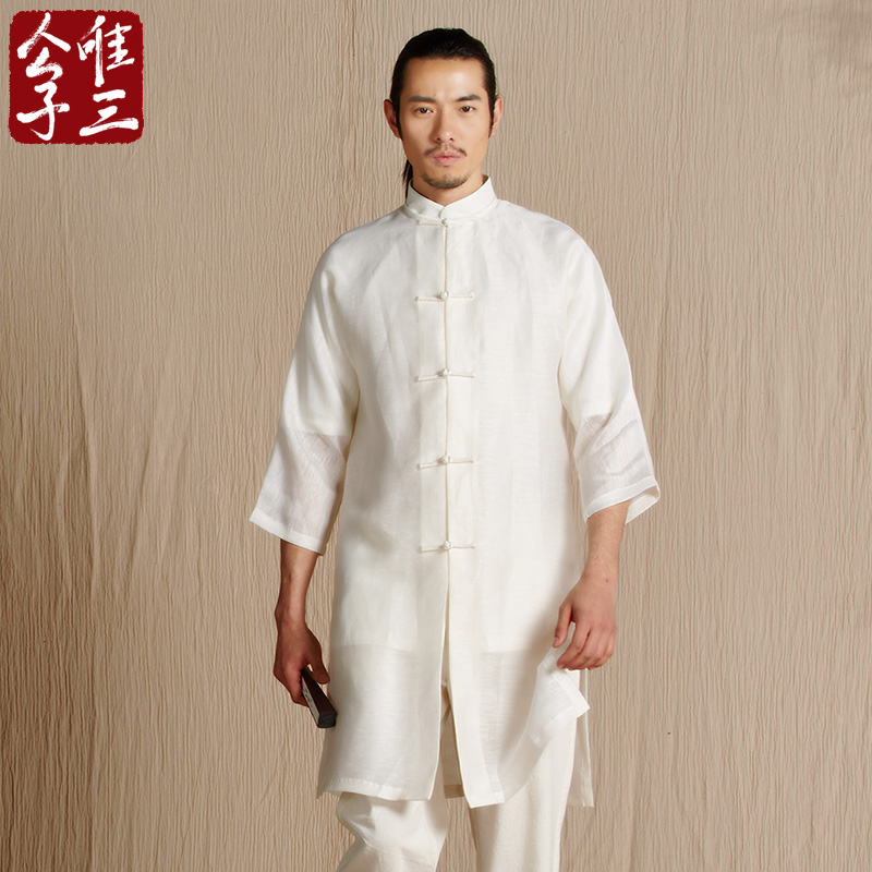 唯三新中式长款衬衫高端禅服