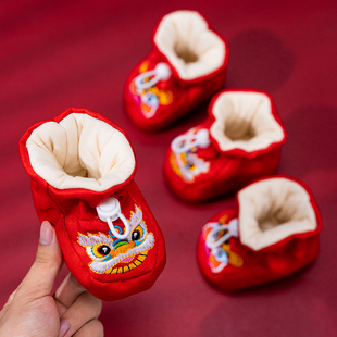 新年棉鞋 6到12红色虎头鞋 女8 子秋冬0一3个月冬天婴儿鞋 新生婴儿鞋