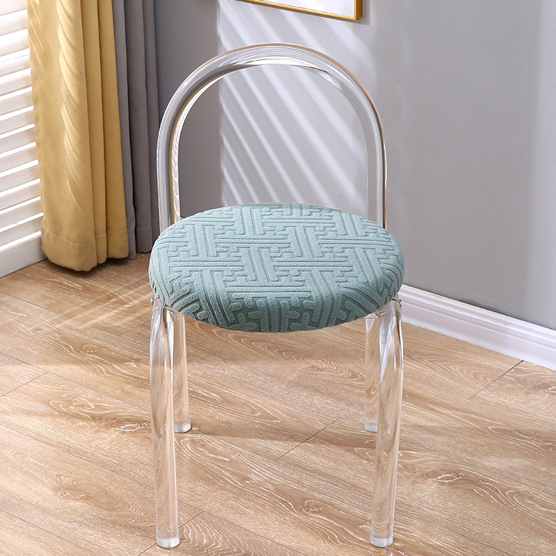 极简弹力全包圆形座位套加厚椅套化妆凳罩 亚克力水晶化妆凳套