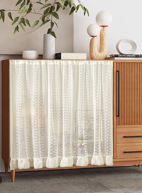 开放式柜门遮挡杂物帘子免打孔挂帘门帘短帘书柜鞋柜遮丑防尘纱帘