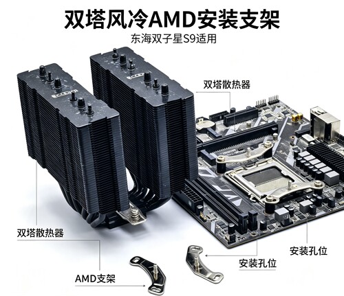 超频三东海双子星S9散热器扣具原装AMD扣具AM3/4/5专用不支持其他