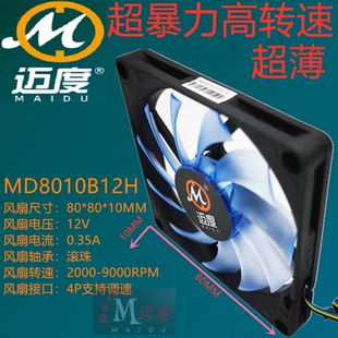 迈度定制款 AM4 8010B风扇超薄 双滚珠轴承暴力4线智能调速迷你ITX