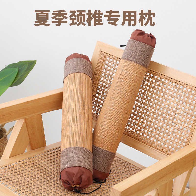 圆枕头颈椎枕睡觉专用睡眠荞麦护颈枕决明子曲度夏季竹席硬枕