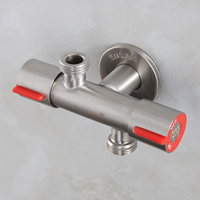 不锈钢一进二出三角阀双开关双控上下出水一分二分水器两用水龙头