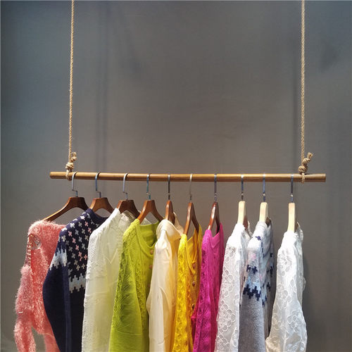 服装店吊架麻绳吊环吊挂 童装衣架墙挂展示架 上墙衣服吊环货架