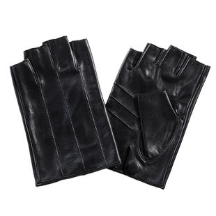 男士西班牙山羊皮半指手套机车驾驶骑行健身柔软耐磨真皮半指手套