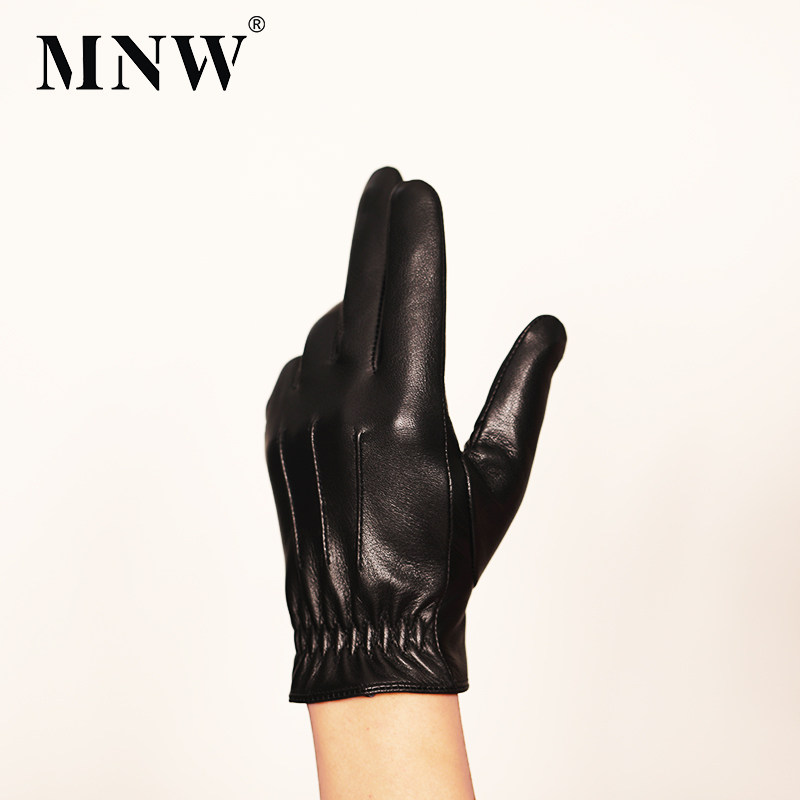 男式小山羊皮手套薄款秋冬季加绒保暖触屏修开车驾驶真皮手套男