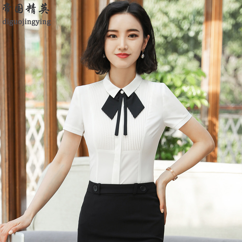 酒店前台工作服衬衫女短袖收银图片