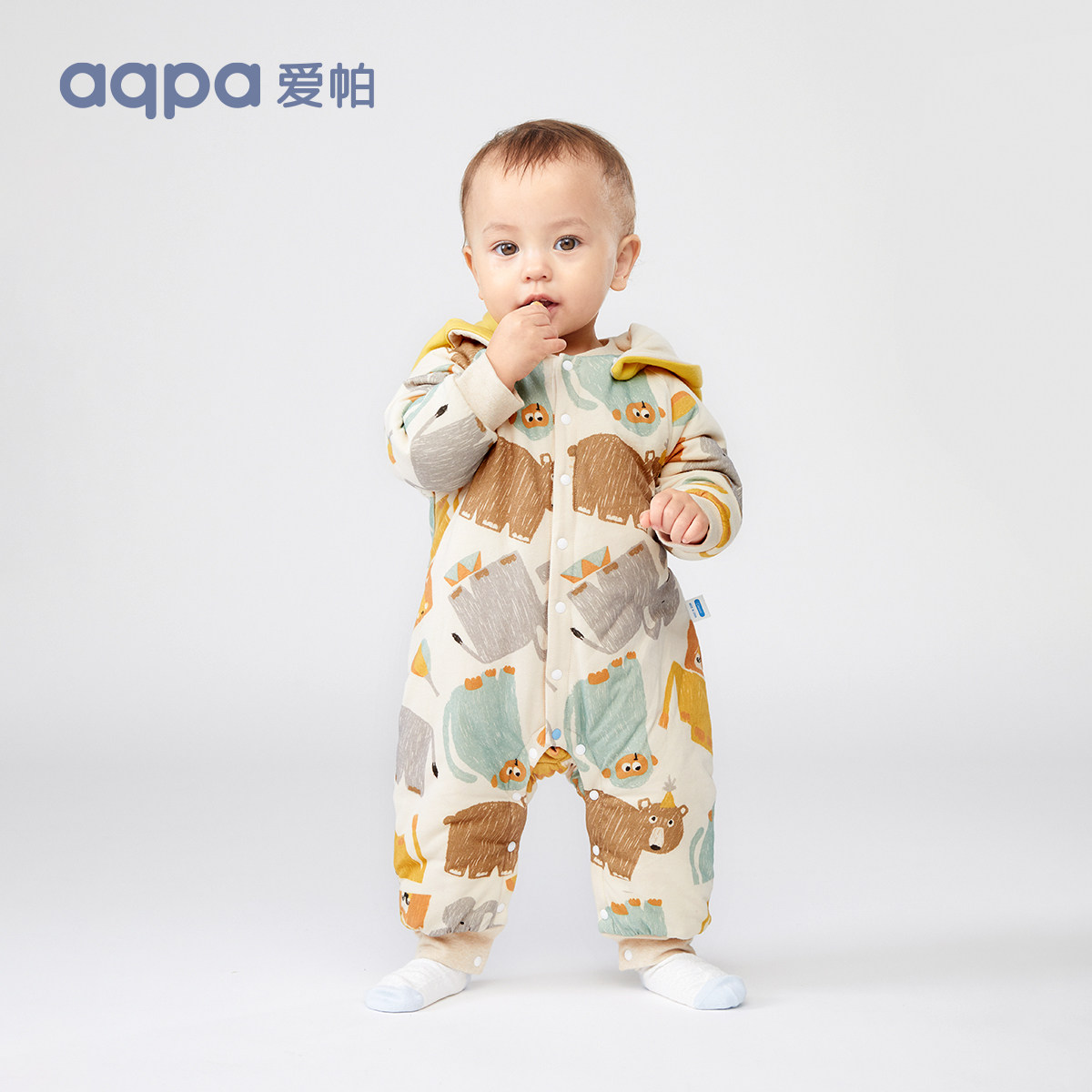 aqpa男女宝宝带帽前开哈衣婴儿秋冬新品加厚保暖棉服外出连体衣使用感如何?
