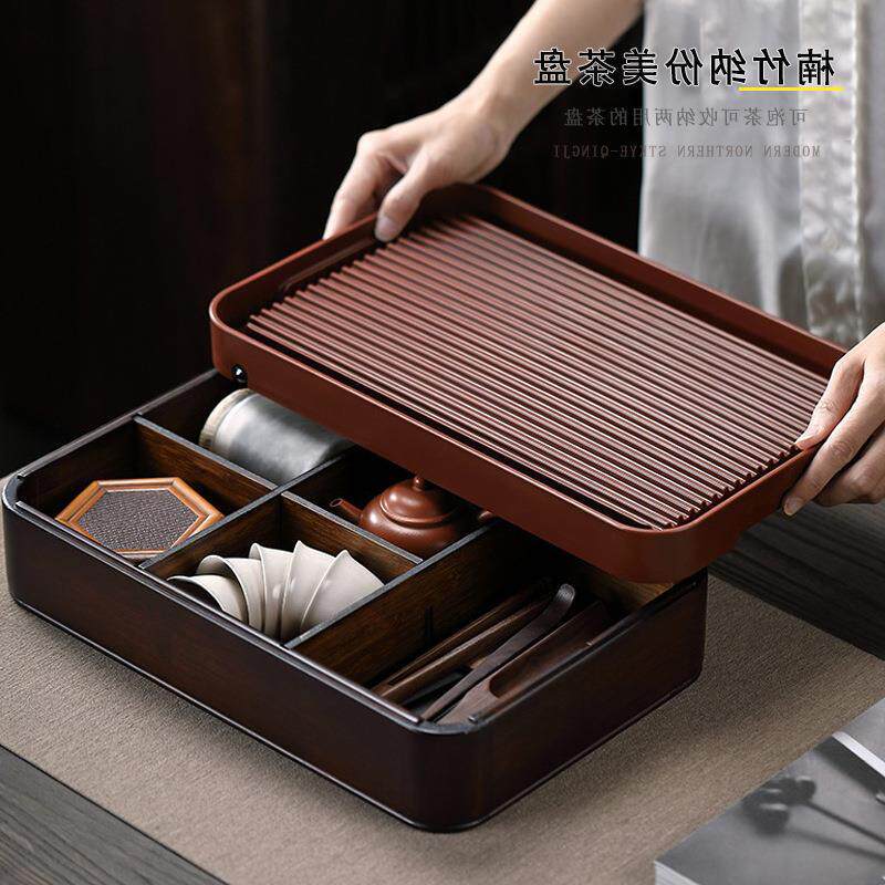 多功能竹制茶盘收纳盒家用客厅功夫茶具排水干泡茶托储物茶海茶台