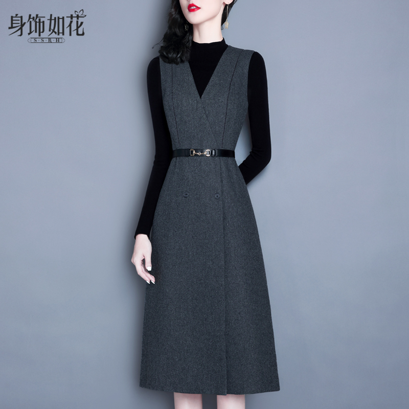 2025冬新款气质显瘦羊毛呢连衣裙