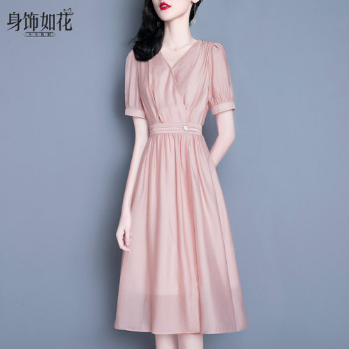 夏法式淑女连衣裙收腰显瘦A字裙