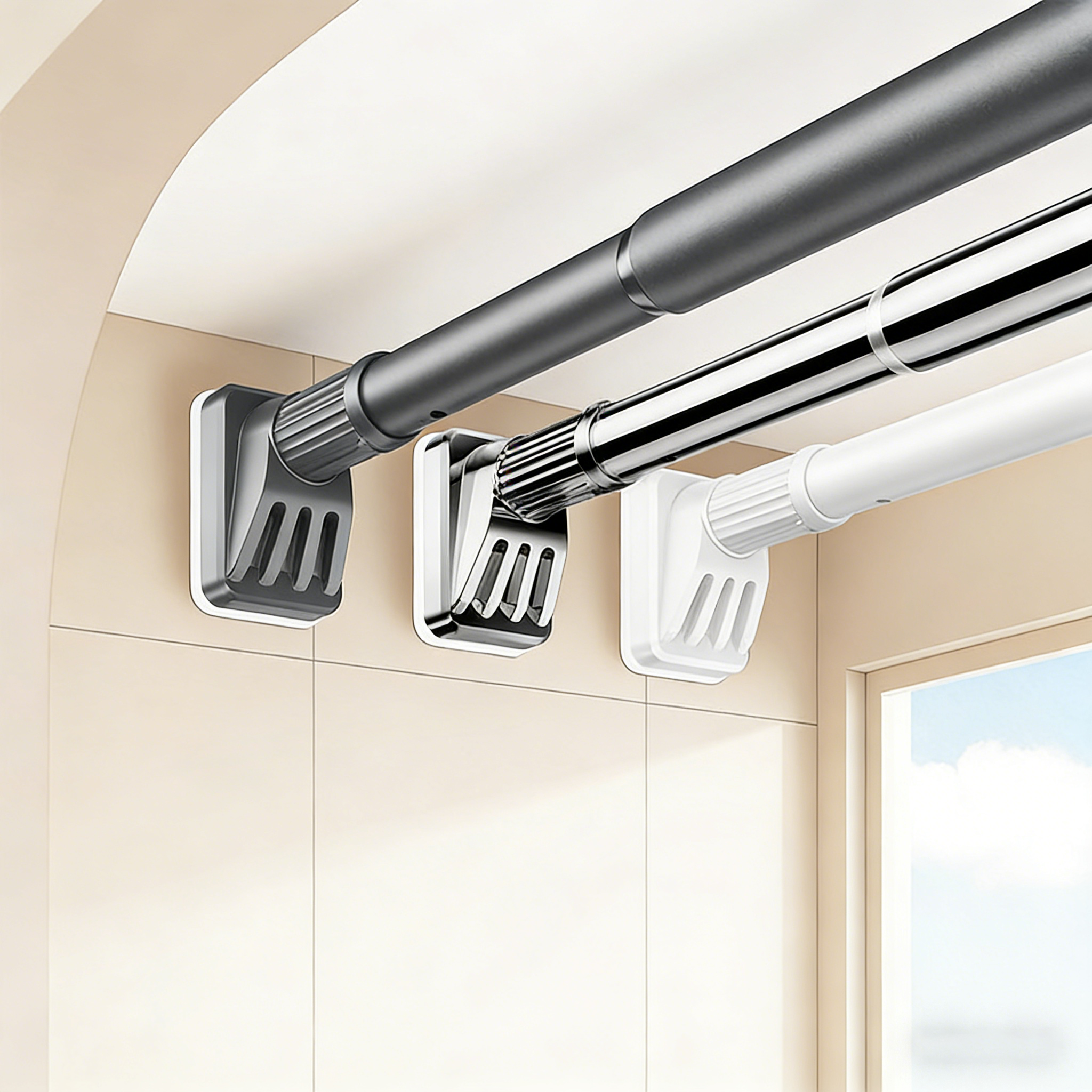 一根可伸缩晾衣杆衣柜专用免打孔不锈钢强力承重加粗晾晒浴帘杆,家庭/个人清洁工具,浴帘杆,淘宝优惠券,粉丝福利购,淘宝优惠卷