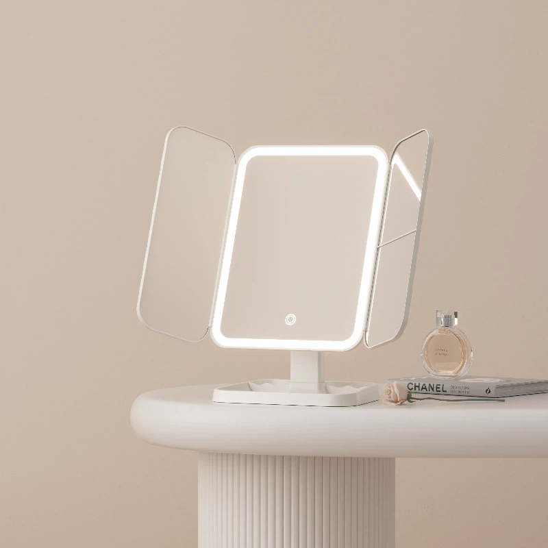 台式三折叠高清补光化妆镜