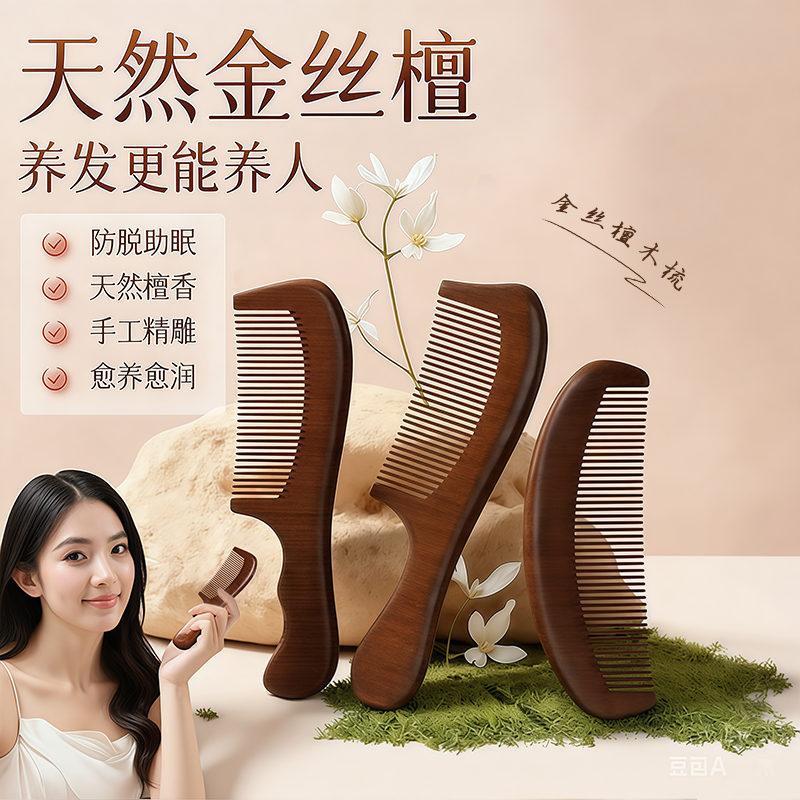 【抖音热卖】高品质檀木养发梳