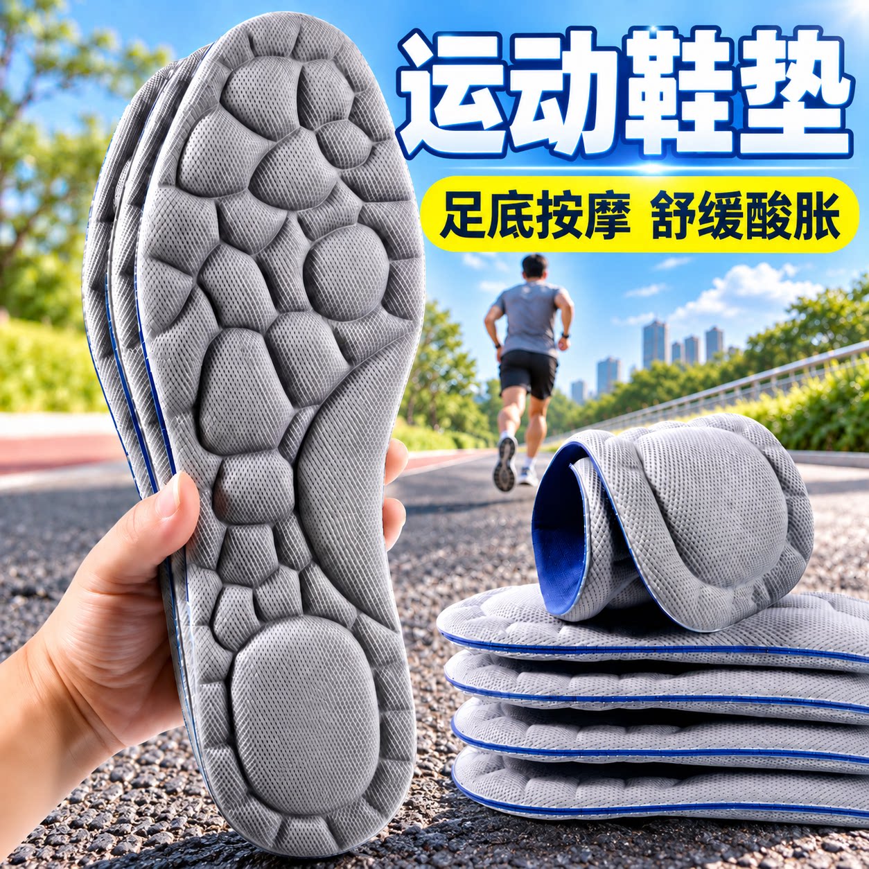 运动鞋垫气垫减震久站不累踩屎感