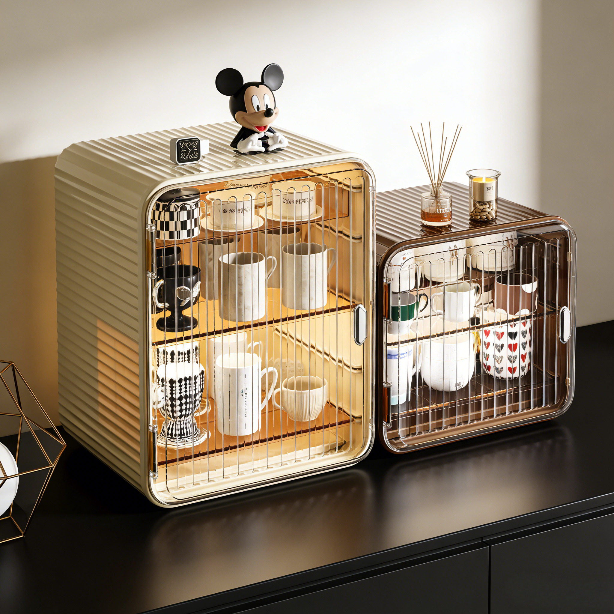 日本客厅茶杯置物架大容量高颜值防尘咖啡杯马克杯杯架桌面收纳柜,收纳整理,茶具收纳盒,淘宝优惠券,粉丝福利购,淘宝优惠卷