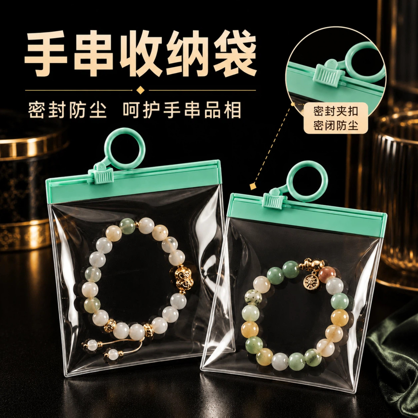 手串收纳袋项链耳环饰品珠宝首饰防氧化随身密封袋文玩核桃自封袋