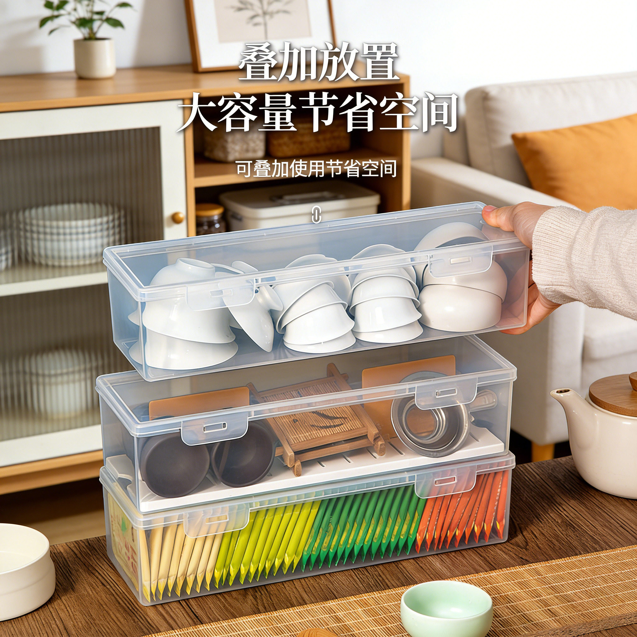 日式茶具收纳盒带盖防尘茶几大容量桌面茶杯整理存放功夫茶壶置物,收纳整理,茶具收纳盒,淘宝优惠券,粉丝福利购,淘宝优惠卷